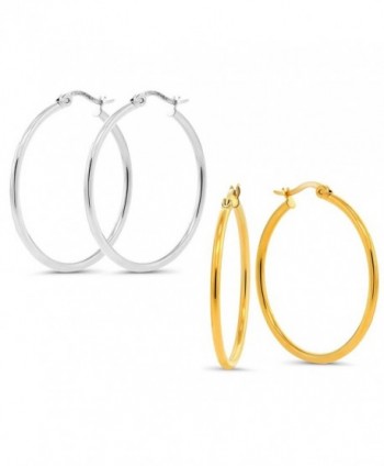 1.25 Inch Stunning Stainless Steel Hoop Earrings Set of Two (30mm Diameter) - CM11GH081FZ