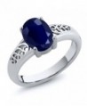 1.02 Ct Oval Blue Sapphire 925 Sterling Silver Women's Ring (Available in size 5- 6- 7- 8- 9) - CI1190H1EN3