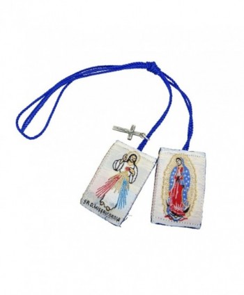 Divine Mercy Scapular with Cross Charm Escapulario Del Se&ntildeor de la Misericordia con dije de Cruz (Blue) - C011TA4JMMF