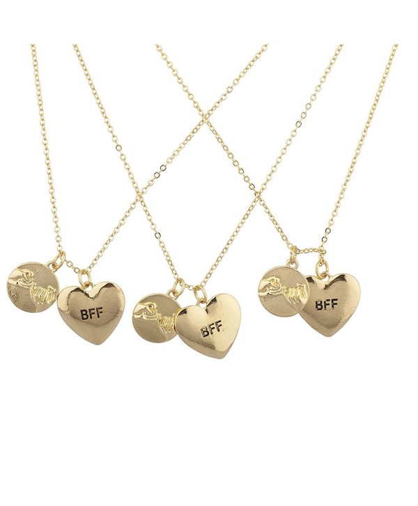 Lux Accessories Goldtone Pinky Swear BFF Best Friends Forever Charm Necklace 3PC - CR12I3GVGVB