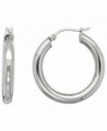 Stainless Steel Hoop Earrings 1 1/4 inch 4mm Tube Plain Polished Light Weight - CH1169EZZEJ