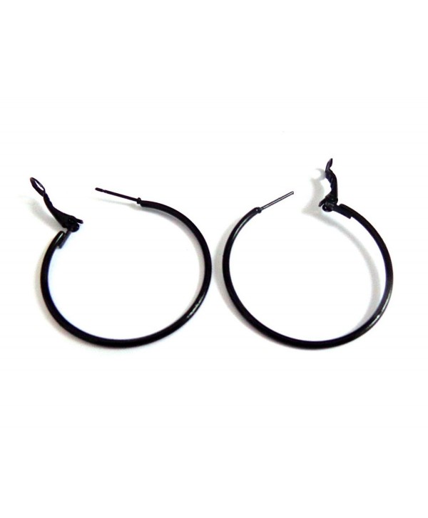 Color Hoop Earrings Simple Thin Hoop Earrings 1 Inch Black Hoop Earrings - CT186H3CXX8