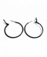 Color Hoop Earrings Simple Thin Hoop Earrings 1 Inch Black Hoop Earrings - CT186H3CXX8