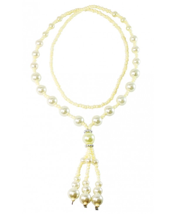 Bijoux De Ja Cream-colored Synthetic Pearl Tassel Dangling Pendant Strand Necklace 26" - CT11FCVRU8T