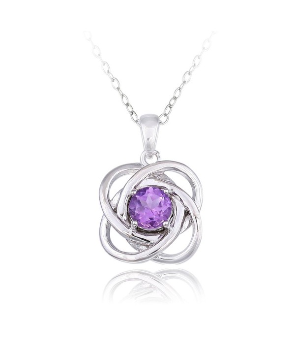 Sterling Silver Amethyst or Blue Topaz Love Knot Necklace - Purple - C512EL1WVOD