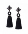 Solememo Vintage Drop Dangle Earrings Rhinestone Ethnic for Women Jewelry Tassel Long Earrings - Black - CX182L95KUA