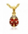 MYD Jewelry Silver or Gold Plating Mini Ladybug Faberge Style Easter Egg Pendant Necklace - C6127R6K3W1