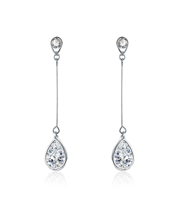 SBLING 18K Gold Plated or Platinum Plated Cubic Zirconia Drop Earrings (3.9 cttw) - CQ1809DX2DC