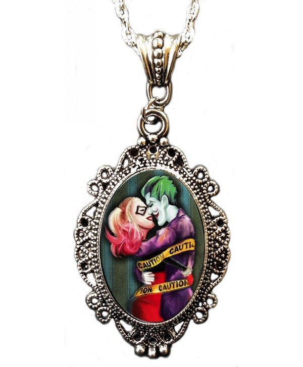 Alkemie Joker and Harley Quinn "Crazy Love" Cameo Pendant Necklace - C912C6BA26D