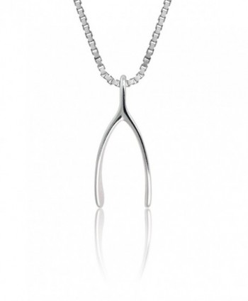 Sterling Silver Wishbone Necklace Pendant with 18" Box Chain - C217Y05R3I3