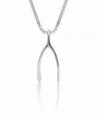 Sterling Silver Wishbone Necklace Pendant with 18" Box Chain - C217Y05R3I3