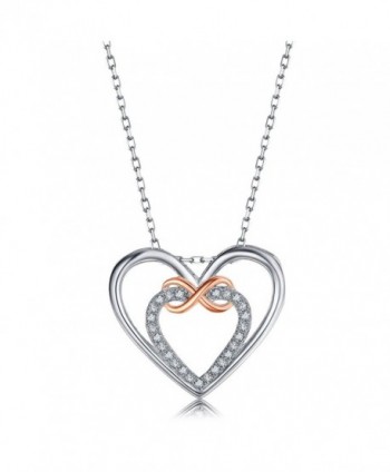 Double Heart Necklace- LicLiz Sterling Silver Infinity Necklace with Cubic Zirconia Two Tone Pendant - C2187K9OU8Q