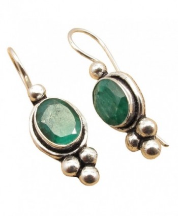 Gemstone Comfort Earrings Handmade Wholesale - Created Emerald - CG17YK3SHY0