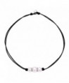 Aobei 3 Cultured Freshwater Pearls Leather Choker Necklace on Genuine Leather Collarbone Jewelry 18 Inch - Black - C5120PO4IFF