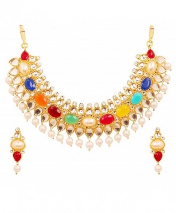 Touchstone bollywood graceful navratan necklace - Yellow - CO12NA58R56