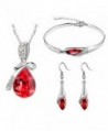 MAFMO Fashion Water Drop Shaped Necklace Bracelet Dangle Earrings Crystal Wedding Jewelry Set - Red - CA12E2WZ355