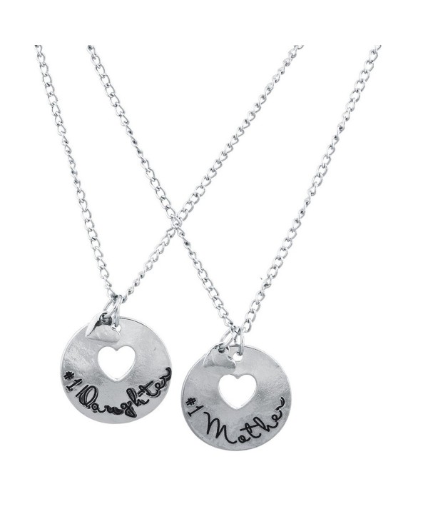 Lux Accessories Silvertone 1 Daughter 1 Mother Engraved Necklace Set (2PCS) - CW12LQ1OW3T