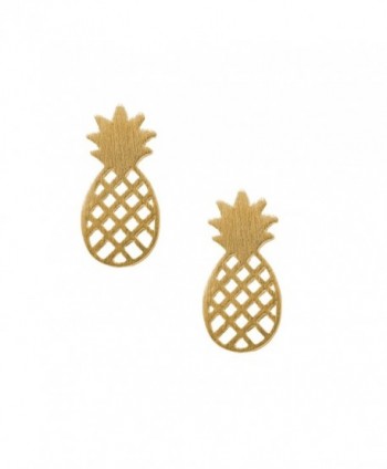 chelseachicNYC Handcrafted Brushed Metal Cute Pineapple Stud Earrings - CD128HNQ2VJ