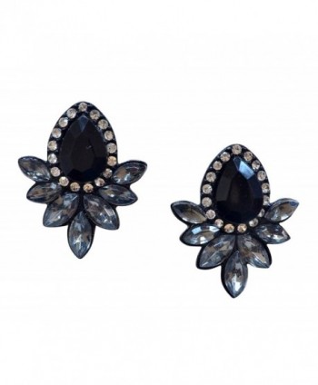 Statement Earrings in Black | Rhinestones Stud Earrings nickel free - CP129E16Y6B