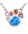 KELITCH Puppy Footprint Pendant Necklace Shiny Created Opal Y Shape Choker Necklace Gift for Friends - Color - CP1898CXXWX