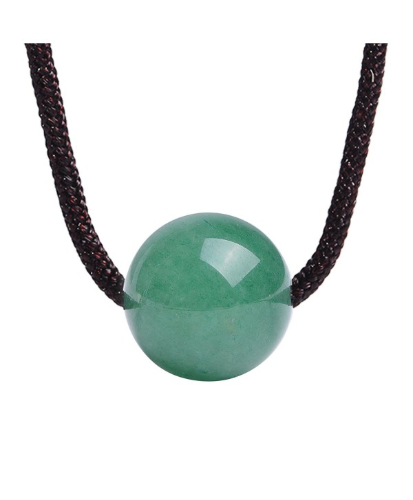 iSTONE Natural Green Aventurine Lucky Stone Pendant Necklace Rope Chain 18 Inch - Bead Aventurine - C71869GIE4U