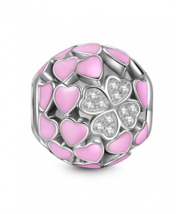NinaQueen "Sweet Love" 925 Sterling Silver Pink Heart Enamel Lucky Clover CZ Charms - C212G87K4MT