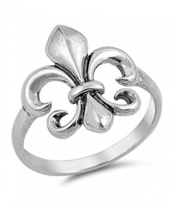 Fluer De Lis Cute Ring New .925 Sterling Silver Band Sizes 4-10 - CU1297DTW9R