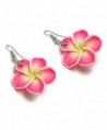 CHADADA Jewelry Hawaiian Fimo Plumeria Flower Dangle Earrings Handmade for Women- 30 mm - Hot Pink - CW12N25RMIP
