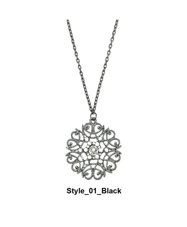 European Bohemian Style Pop hollow flower long necklace sweater chain necklaces pendants - CL1889DACZX