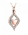 HLN8111 Ashes Keepsake Urn Pendant Necklace Memorial Jewelry Classic Style Crystal Hold Heart Urn - Rose gold - C7188AXZU7K