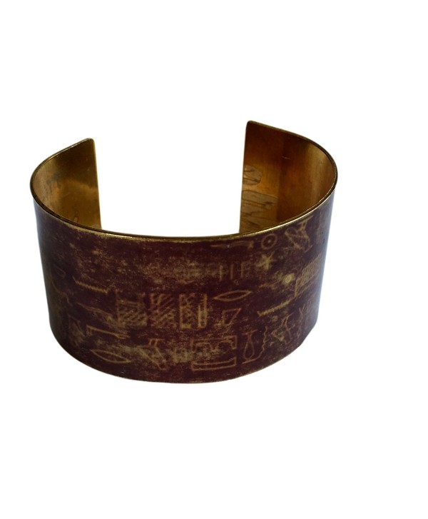 Egyptian Hieroglyphics - Brass Cuff Bracelet 1 1/2" x 6" Custom Handmade Personalized Jewelry - Gifts und - C412IWSP675