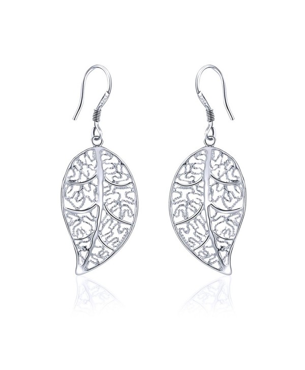 Geerier Unique Leaf Double Linear Loops Earrings Drop Dangle Eardrop Jewelry For Women - Earring 3 - C51842DU99Q