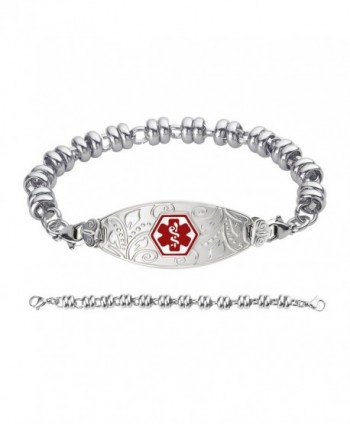 Divoti Custom Engraved Lovely Filigree Medical Alert Bracelet -Wrapped Link Stainless -Red - CL12MWAFQ6Y