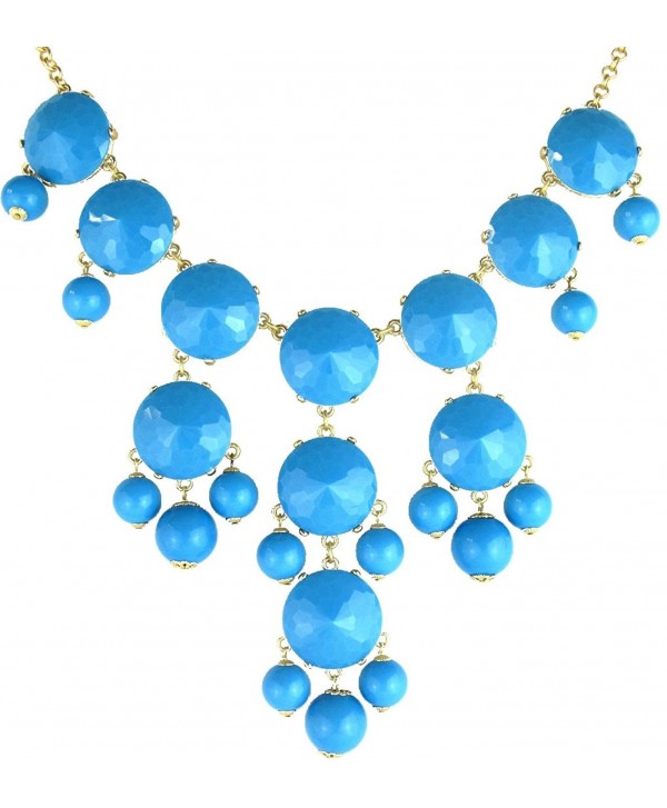 Color Bubble BIB Statement Fashion Necklace - Sky Blue - C611002GBRL