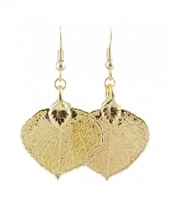 Gold-Plated Aspen Leaf Earrings - CW1192HWCOL