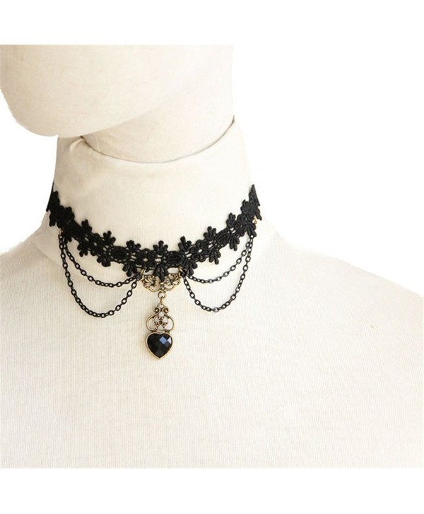 Ammazona New Handmade Gothic Retro Vintage Women Lace Collar Choker Necklace - CB12HEVQWLP