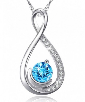 Infinity Aquamarine Swarovski Birthstone Anniversary - """Forever Love"" Infinity Half Moon Necklace" - CX12MXYVQSZ