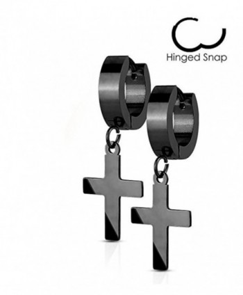 Earrings Surgical Stainless Rhodium Hypoallergenic - Black - CI187Y7Z7MH