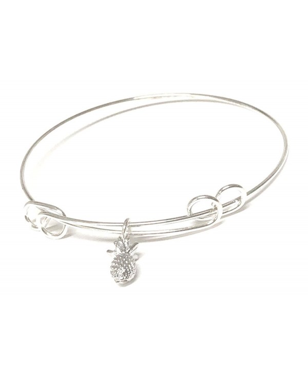 Personalized Silver Adjustable Bangle . Pineapple Bracelet . Charm Bracelet . Friendship Gift - CL18768EUGR