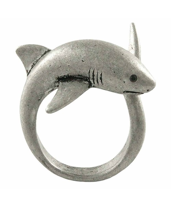 Enhanced Big Shark Adjustable Animal Wrap Ring Vintage Silver Tone - CZ11ENE5CCH