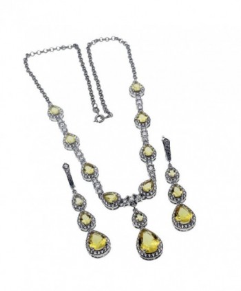London Blue Topaz Women Jewelry Sets Necklace Earrings Silver Amethyst Topaz - Yellow - CG1836GQRO2