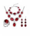 J.MOSUYA 925 Sterling Silver Plated Jewelry Sets for Women Girls Swarovski Elements Crystal Necklace Set Red - C812E5UZA33