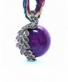 LIKEOY Vintage Bohemia Vivid Peacock Pendant Necklace with Opal Crystal - Purple - CL12N19N32Z