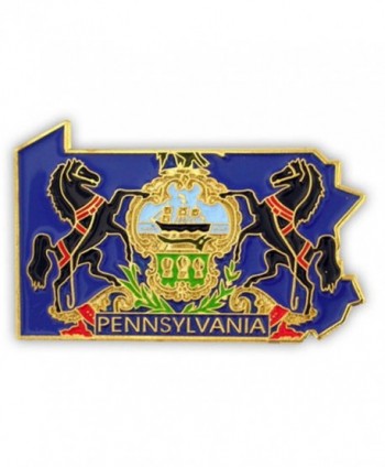 PinMart's State Shape of Pennsylvania and Pennsylvania Flag Lapel Pin - C6119PEKXGP