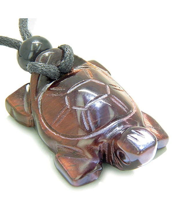Amulet Lucky Charm Turtle Red Tiger Eye Healing Protection Powers Pendant Necklace - C61108W6RDV