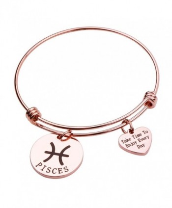 Rose Gold Zodiac Sign Bracelet Constellation Jewelry Gift for Her - Pisces - C0188S4AR9R