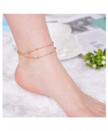 MJartoria Seed Bead Double Layer Adjustable Beach Wedding Foot Anklet Chain Bracelet Gold Color - CN11YQSZKQD