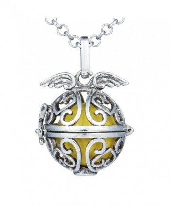 Bonnie Ball Pendant Necklace Wings Angel Caller Music Chime Locket Necklace Gift for Her - Yellow - CF12ODPA1MM