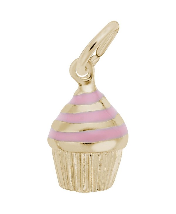 Rembrandt Charms- Swirl Cupcake- Solid Sterling Silver or Gold - Pink | 22K Gold Plate - C5110L8T9SR