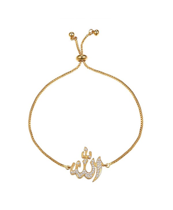 Allah Bracelet Cubic Zirconia Adjustable Chain Muslim Jewelry Gold /Platinum Plated Charm Bracelet - CS188USD8CU
